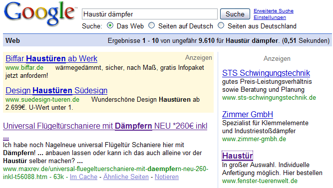 Google Suchergebniss